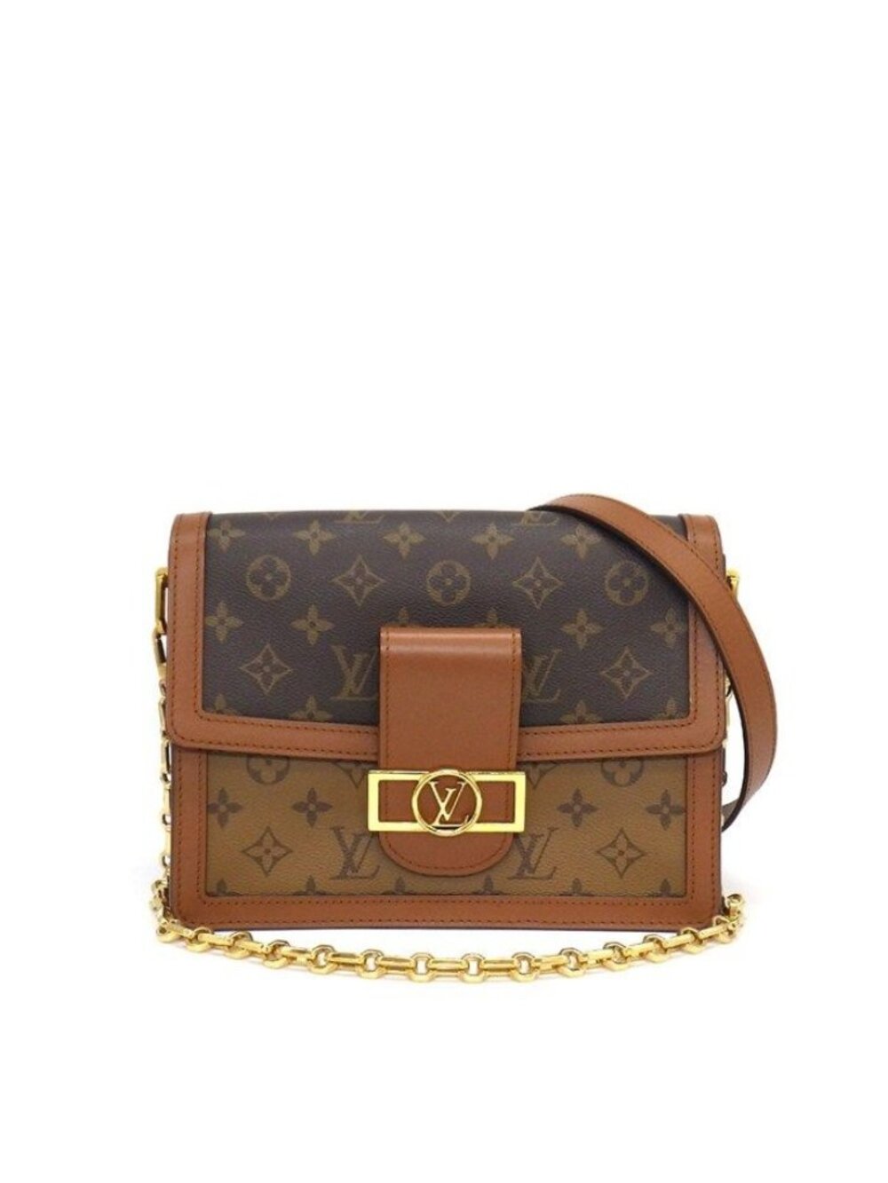 Louis Vuitton Shoulder Bag Dauphine MM Monogram Reverse Cowhide Leather